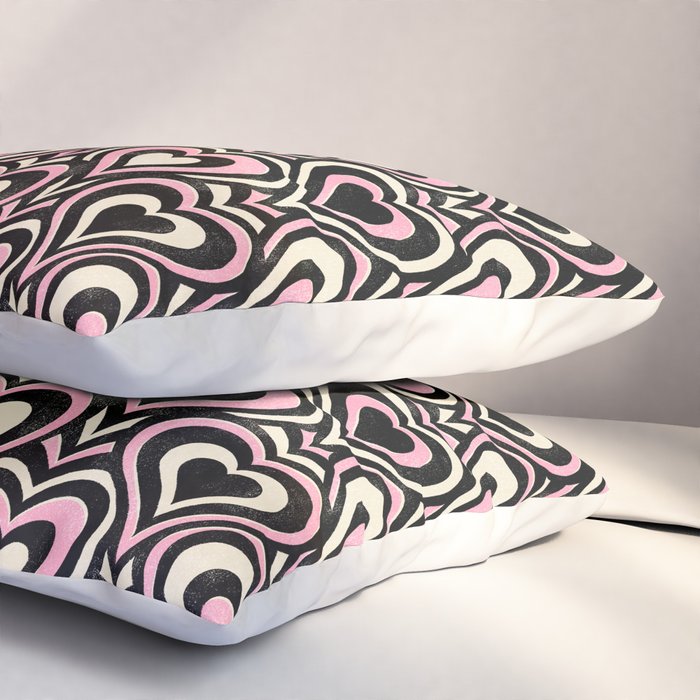 Sweethearts - black, pink, and cream  Pillow Sham Gallery Image 3