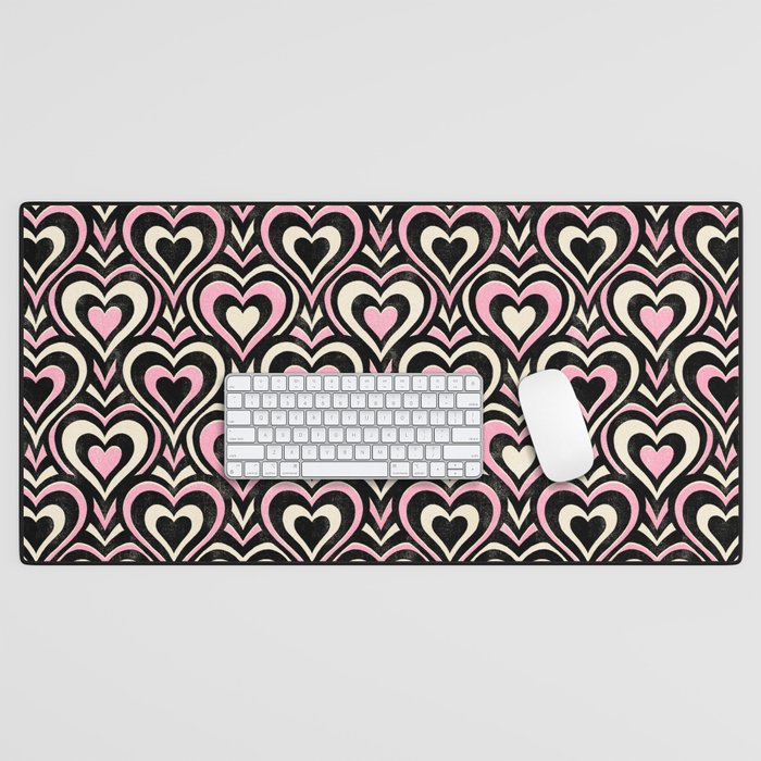 Sweethearts - black, pink, and cream  Desk Mat Gallery Image 1