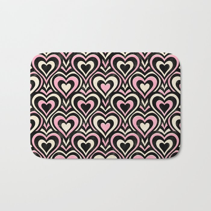 Sweethearts - black, pink, and cream  Bath Mat Gallery Image 1