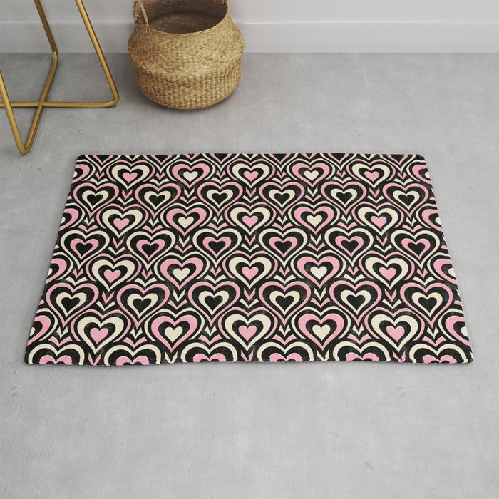 Sweethearts - black, pink, and cream  Rug Gallery Image 1