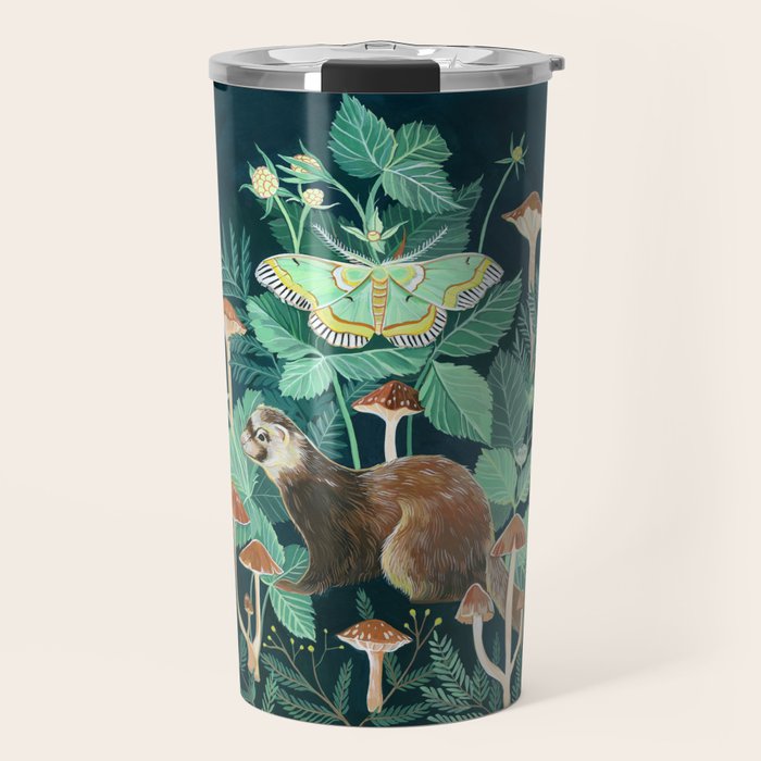Ferret and Moth Travel Mug Gallery Image 1