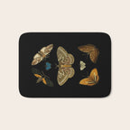 Moths Butterflies In Darkness Vintage Scientific Illustration Encyclopedia Diagram Bath Mat Gallery Image 1