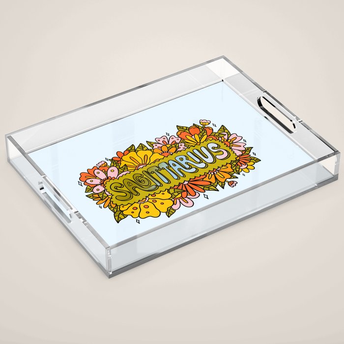 Sagittarius Flowers Acrylic Tray Gallery Image 1