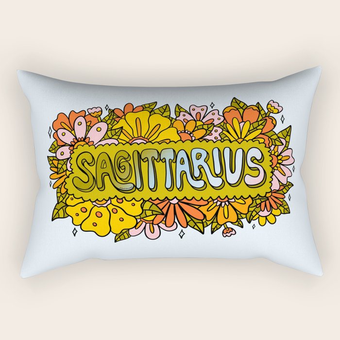 Sagittarius Flowers Rectangular Pillow Gallery Image 2