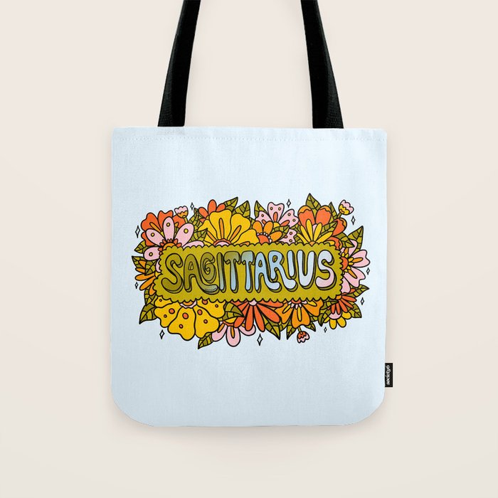 Sagittarius Flowers Tote Bag Gallery Image 1