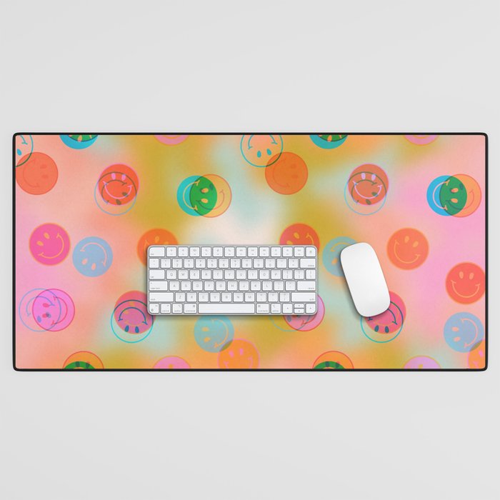 Tie Dye Smiley Face Stamp Print Desk Mat Gallery Image 1
