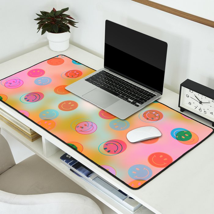 Tie Dye Smiley Face Stamp Print Desk Mat Gallery Image 2
