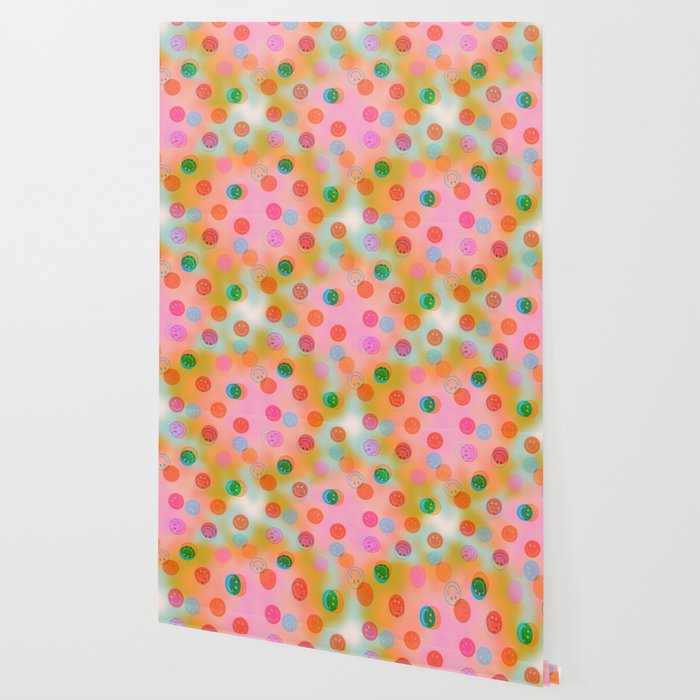Tie Dye Smiley Face Stamp Print Wallpaper Gallery Image 2
