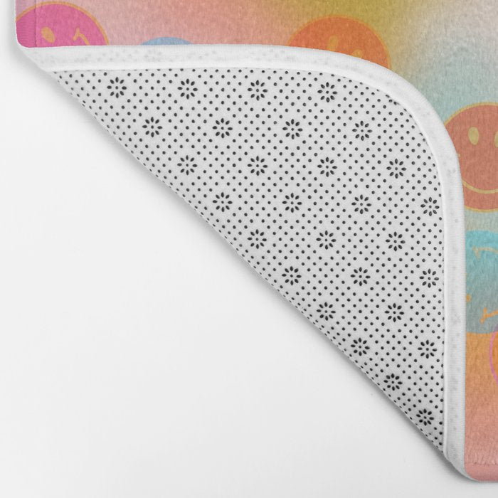 Tie Dye Smiley Face Stamp Print Bath Mat Gallery Image 2