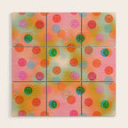Tie Dye Smiley Face Stamp Print Wood Wall Art Gallery Image 1
