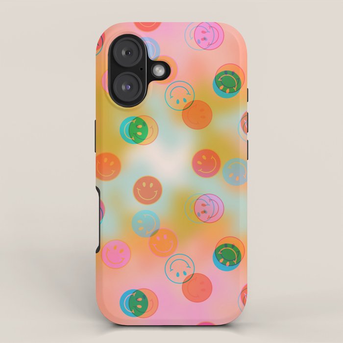 Tie Dye Smiley Face Stamp Print iPhone Case Gallery Image 1