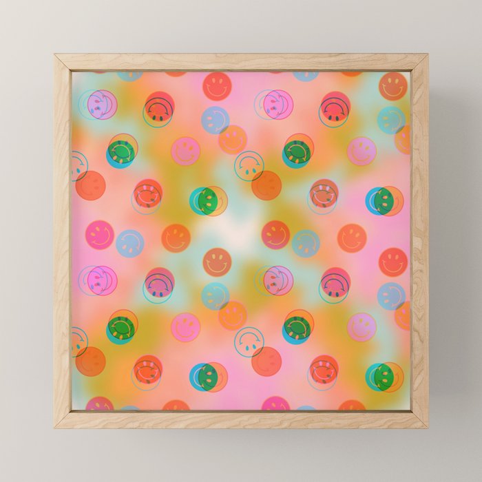 Tie Dye Smiley Face Stamp Print Mini Art Print Gallery Image 1
