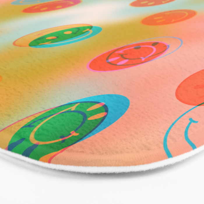 Tie Dye Smiley Face Stamp Print Bath Mat Gallery Image 3
