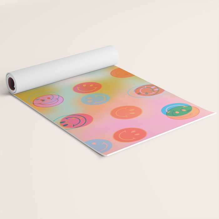 Tie Dye Smiley Face Stamp Print Yoga Mat Gallery Image 2