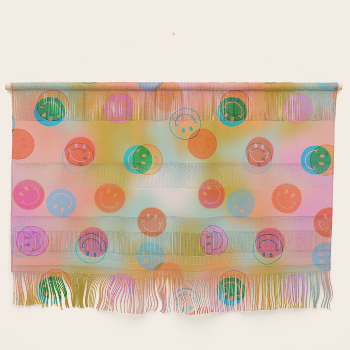 Tie Dye Smiley Face Stamp Print Wall Hanging Gallery Image 1