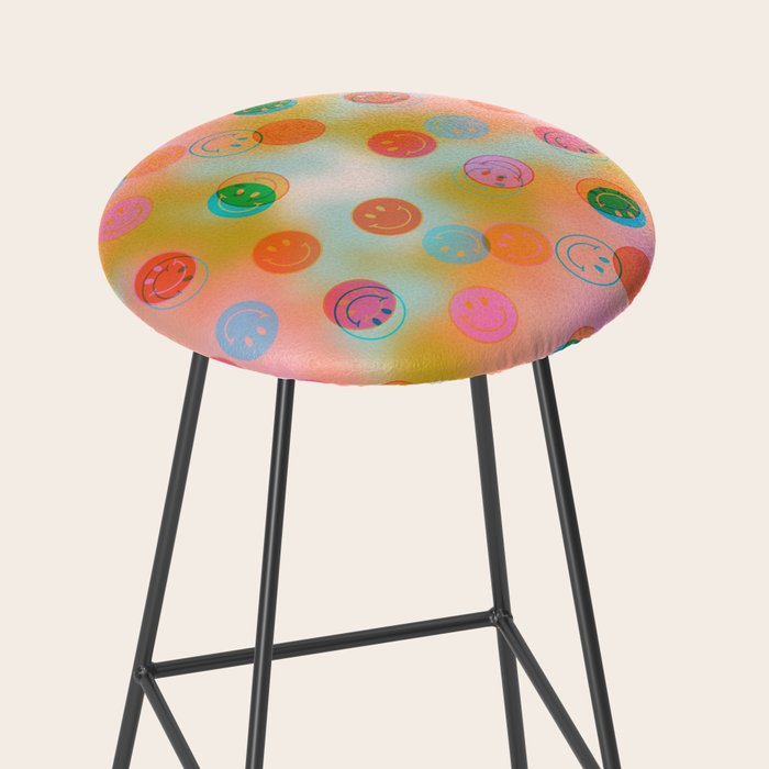 Tie Dye Smiley Face Stamp Print Stool Gallery Image 2