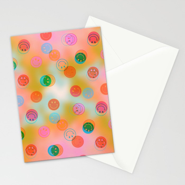 Tie Dye Smiley Face Stamp Print Stationery Card Gallery Image 2