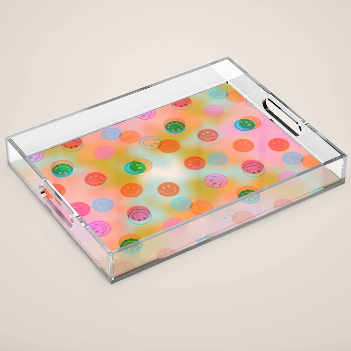 Tie Dye Smiley Face Stamp Print Acrylic Tray Gallery Image 1