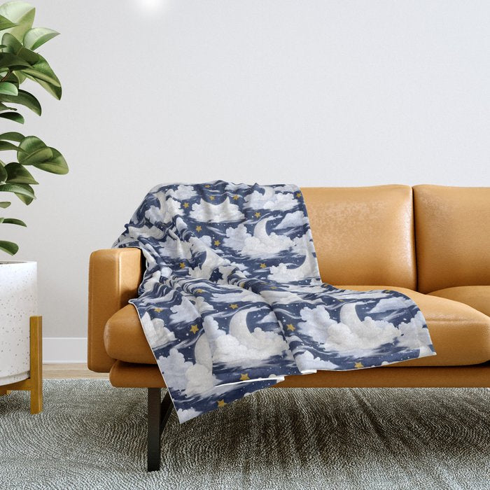 Magical Moon and Stars Throw Blanket Gallery Image 1