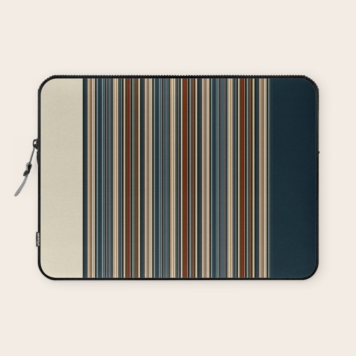Dark Indigo Tan Stripes Laptop Sleeve Gallery Image 1