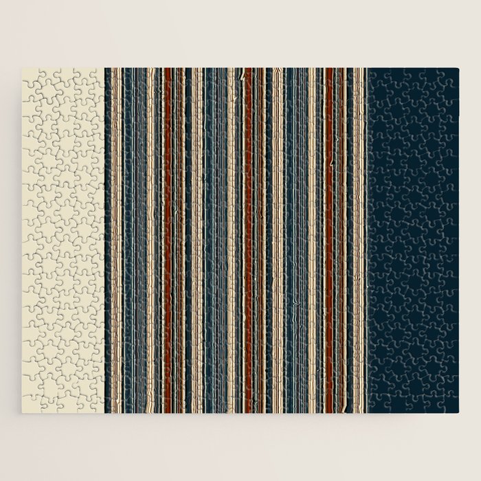 Dark Indigo Tan Stripes Jigsaw Puzzle Gallery Image 1