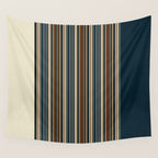Dark Indigo Tan Stripes Wall Tapestry Gallery Image 4