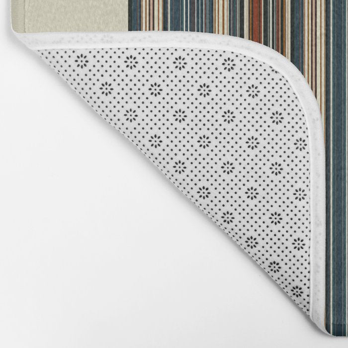 Dark Indigo Tan Stripes Bath Mat Gallery Image 2