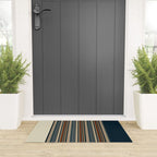 Dark Indigo Tan Stripes Welcome Mat Gallery Image 3