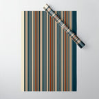 Dark Indigo Tan Stripes Wrapping Paper Gallery Image 1