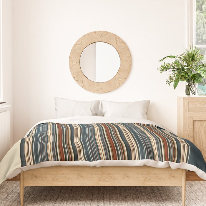 Dark Indigo Tan Stripes Duvet Cover Gallery Image 3