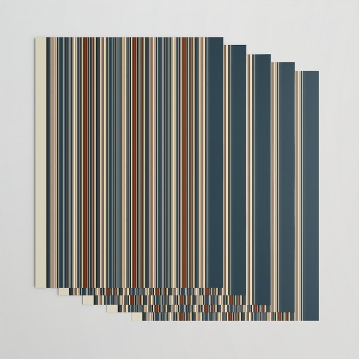 Dark Indigo Tan Stripes Wrapping Paper Gallery Image 3