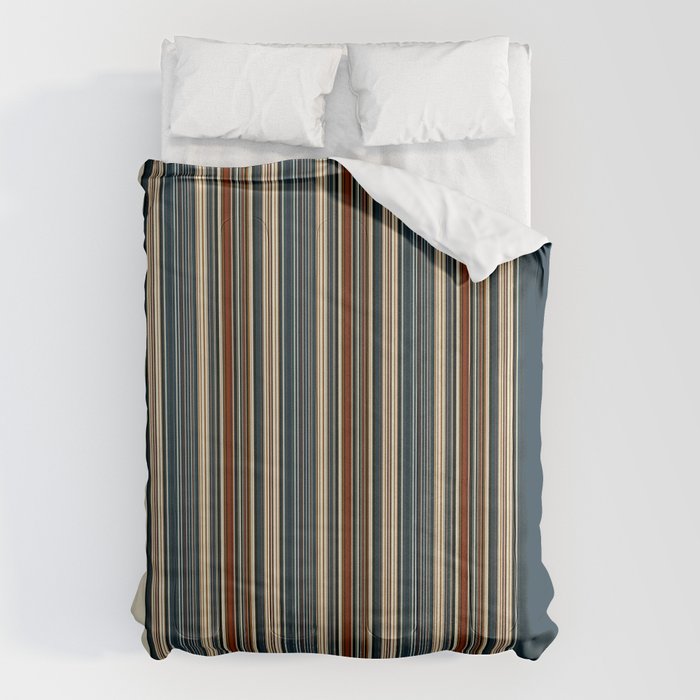 Dark Indigo Tan Stripes Comforter