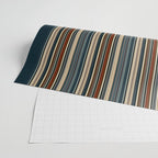 Dark Indigo Tan Stripes Wrapping Paper Gallery Image 2