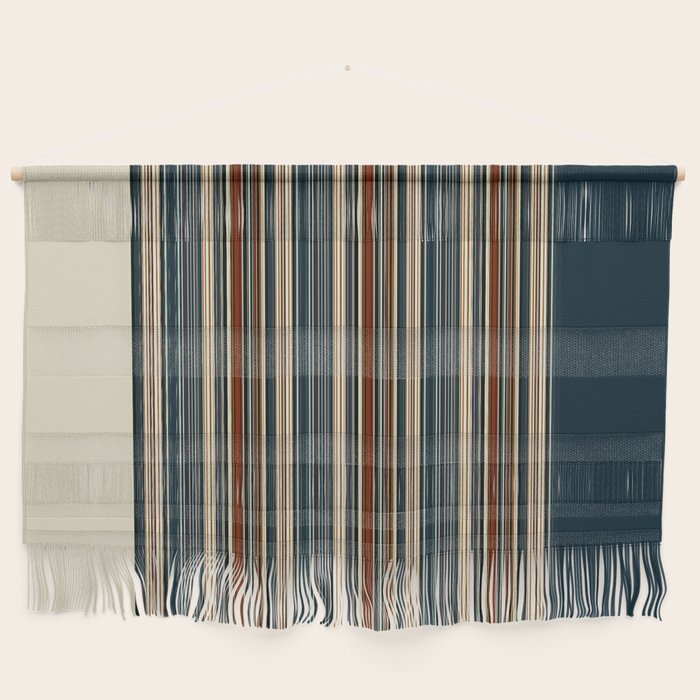 Dark Indigo Tan Stripes Wall Hanging Gallery Image 1