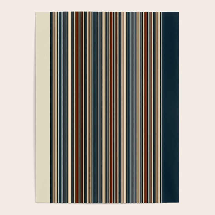 Dark Indigo Tan Stripes Poster Gallery Image 1