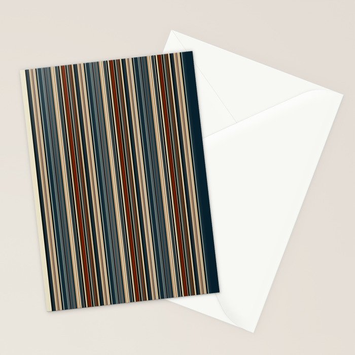 Dark Indigo Tan Stripes Stationery Card Gallery Image 2