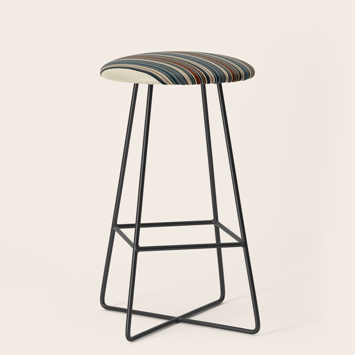 Dark Indigo Tan Stripes Stool Gallery Image 1