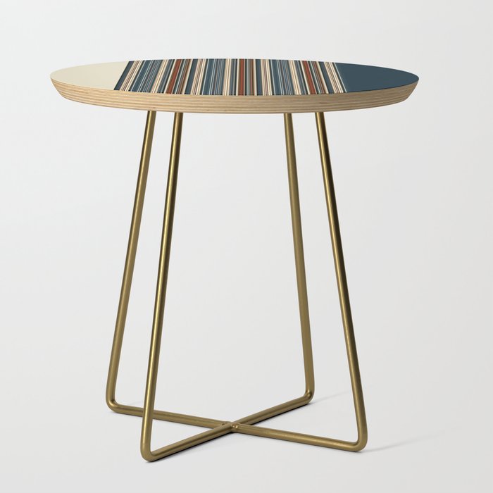 Dark Indigo Tan Stripes Side Table Gallery Image 1
