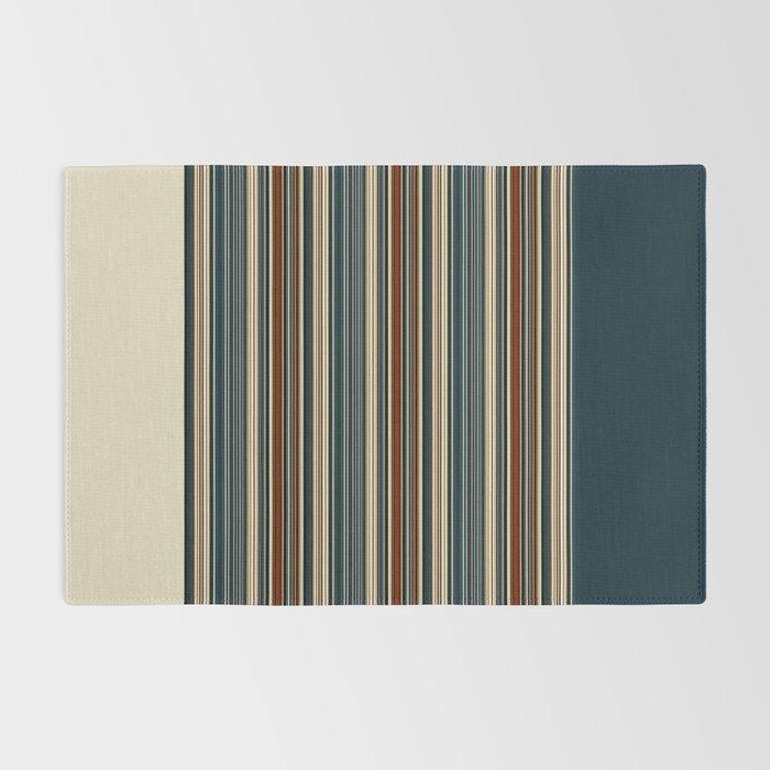 Dark Indigo Tan Stripes Rug Gallery Image 2