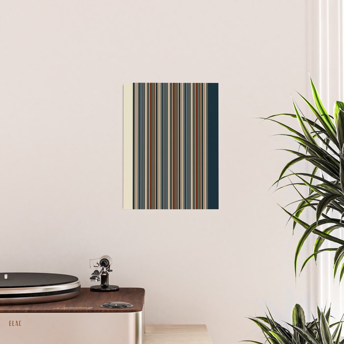 Dark Indigo Tan Stripes Poster Gallery Image 2