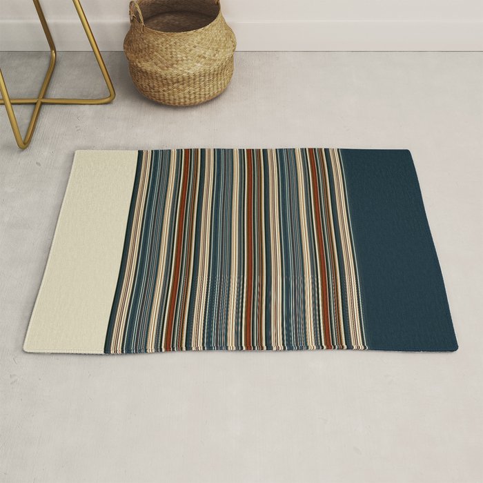 Dark Indigo Tan Stripes Rug Gallery Image 1