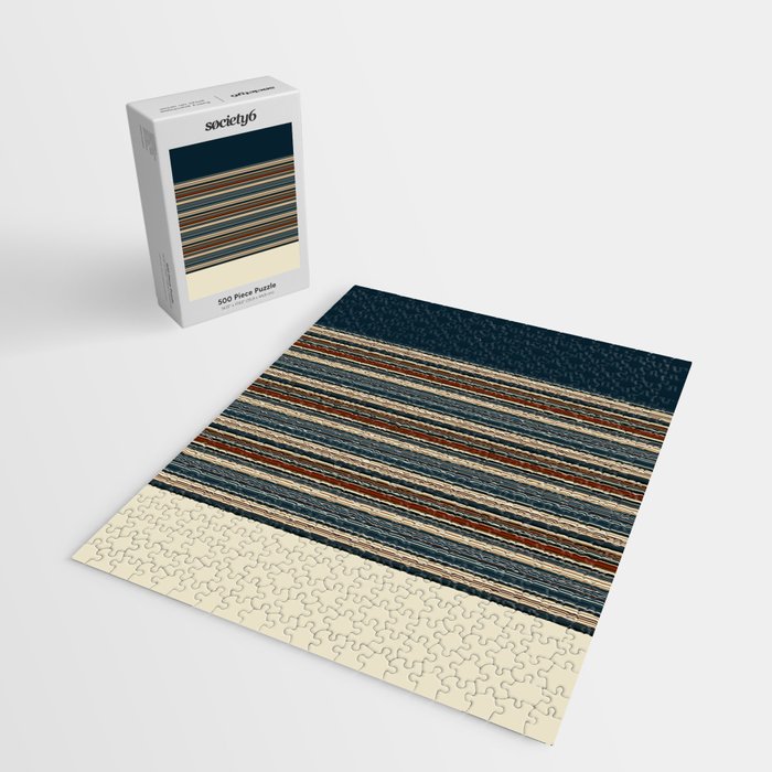 Dark Indigo Tan Stripes Jigsaw Puzzle Gallery Image 2