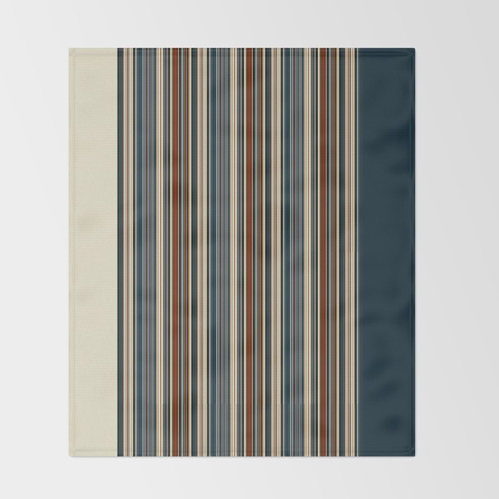 Dark Indigo Tan Stripes Throw Blanket Gallery Image 2
