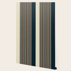 Dark Indigo Tan Stripes Wallpaper Gallery Image 2