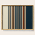 Dark Indigo Tan Stripes Serving Tray Gallery Image 1