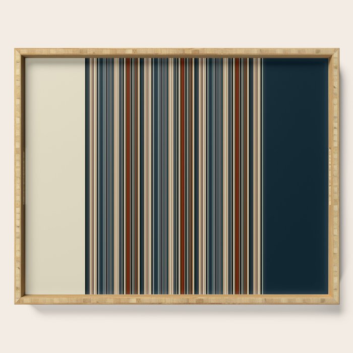 Dark Indigo Tan Stripes Serving Tray Gallery Image 1