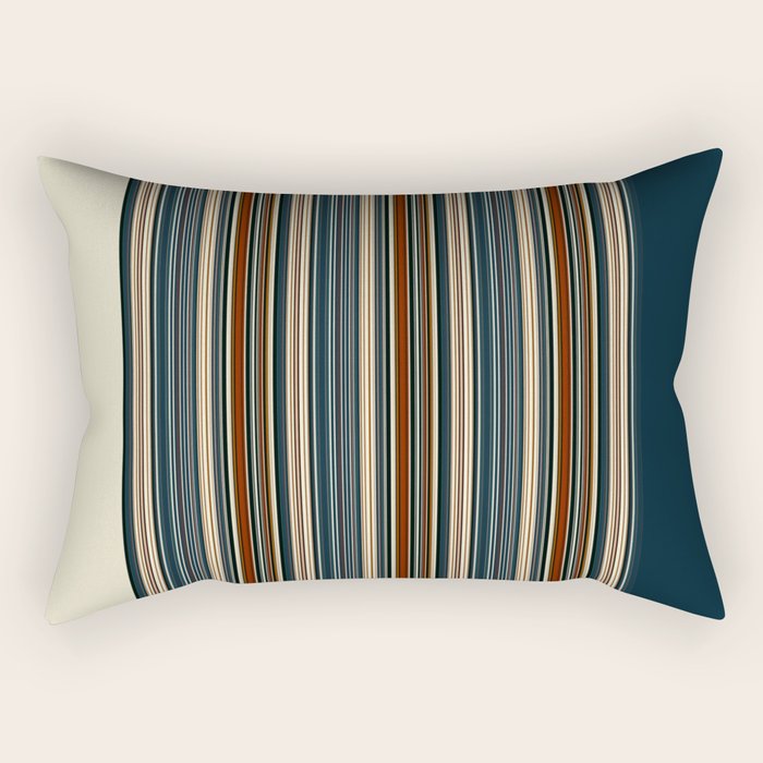Dark Indigo Tan Stripes Rectangular Pillow Gallery Image 1
