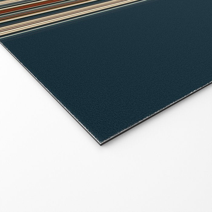 Dark Indigo Tan Stripes Welcome Mat Gallery Image 2