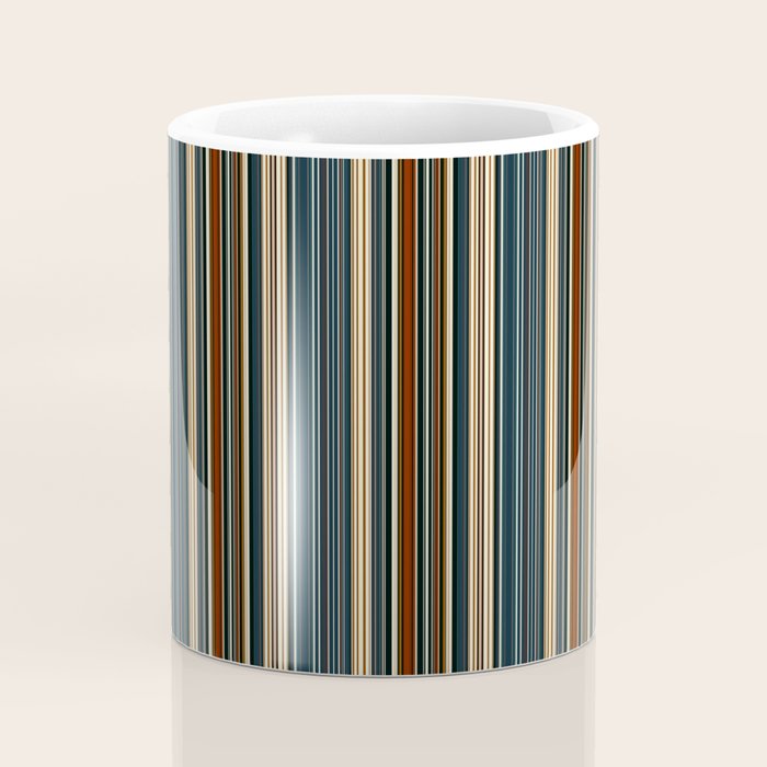 Dark Indigo Tan Stripes Coffee Mug Gallery Image 4