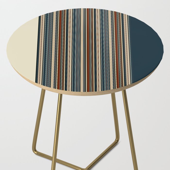 Dark Indigo Tan Stripes Side Table Gallery Image 2